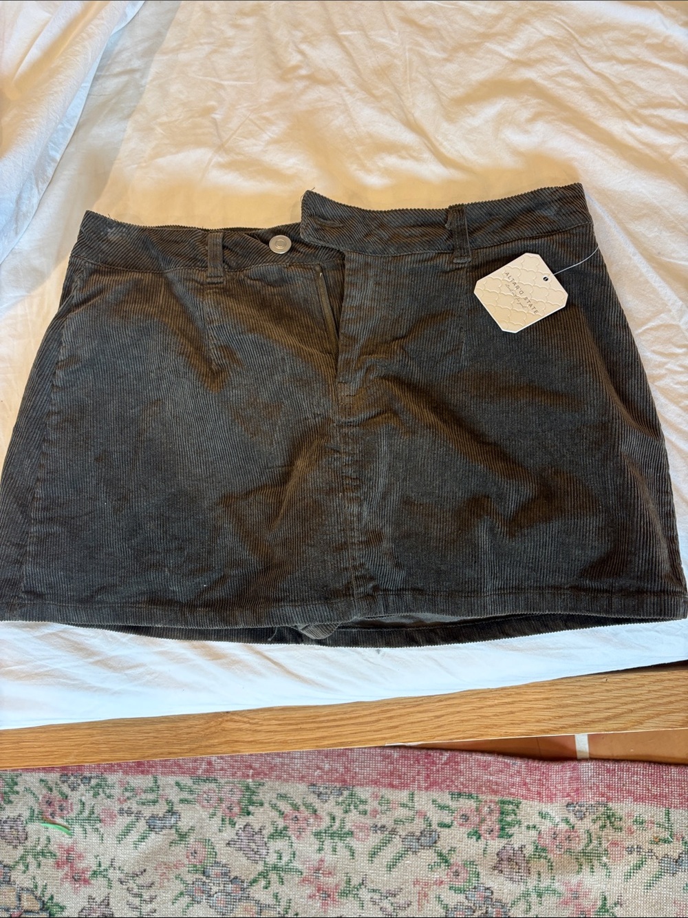 Altar'd State Dark green/brown Corduroy Mini Skirt